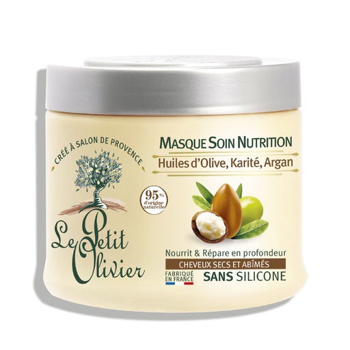 [LPOY60.MSN330] LE PETIT OLIVIER Huile d'Olive, Karité, Argan - Masque soin nutrition pour cheveux secs et abîmés - 330ml