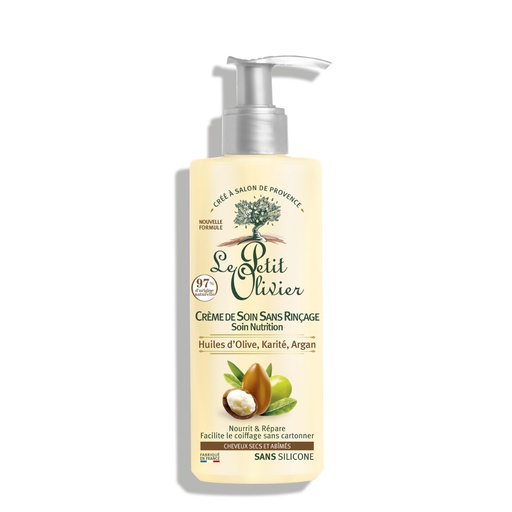 [LPOY60.CSR200] LE PETIT OLIVIER Huile d'Olive, Karité, Argan - Crème de soin sans rinçage nutrition pour cheveux secs et abîmés - 200ml