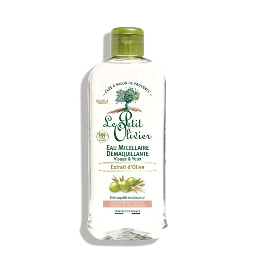 [LPOY55.EMP400] LE PETIT OLIVIER Huile d'Olive - Eau micellaire démaquillante pour le visage et les yeux, peaux normales à sèches - 400ml