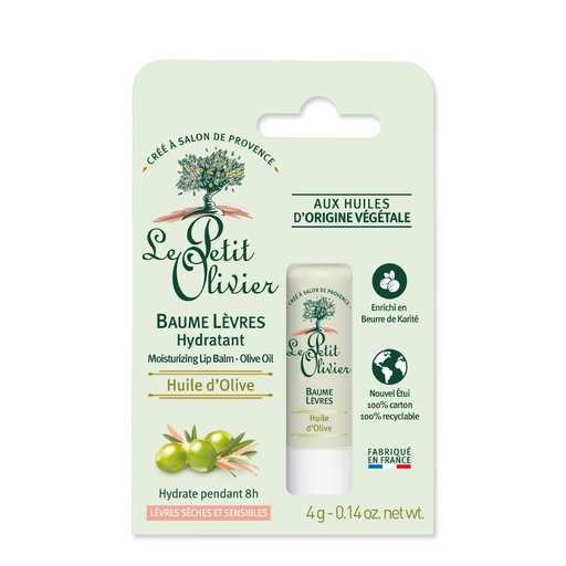 [LPOY55.BSS004] LE PETIT OLIVIER Huile d'Olive - Baume à lèvres hydratant pour lèvres sèches et sensibles - 4g