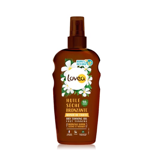 LOVEA Monoï de Tahiti  - Huile sèche satinante, nourrissante pour le corps, résistante à l'eau - 150ml