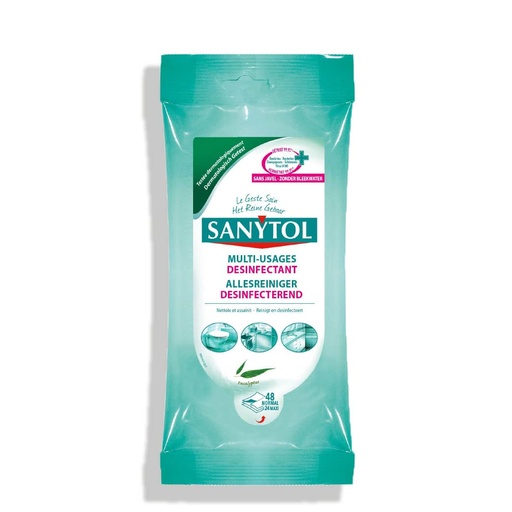 [SANS92.LDM072] SANYTOL Le Geste Sain - Lingettes désinfectantes multi-usages - 72 unités