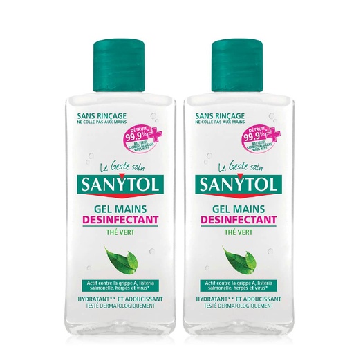 [SANS91.GMD075A] SANYTOL Gel Hydro-Alcoolique  - Hydratant et adoucissant - 2x75 ml