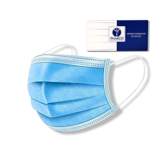 PHARCO Masques Chirurgicaux - Haute protection, respiration confortable - 50 unités