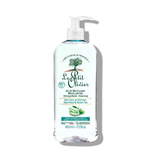 [LPOY61.GLE400] LE PETIT OLIVIER Aloe Vera & Thé Vert - Gelée micellaire démaquillante pour peaux normales à mixtes - 400ml