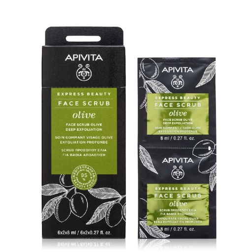 [APT010.GVO6X2X8] APIVITA Face Scrub Olive - Gommage visage exfoliation profonde à l'olive - 6x2x8ml
