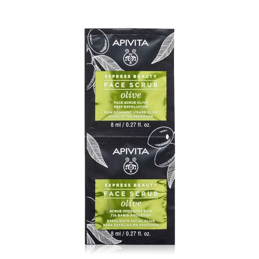 [APT010.GVO2X8] APIVITA Face Scrub Olive - Gommage visage exfoliation profonde à l'olive - 2x8ml