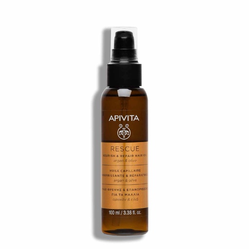 [APT002.HLE100] APIVITA Rescue Nourish & Repair Hair Oil - Huile capillaire nourrissante réparatrice - 100ml