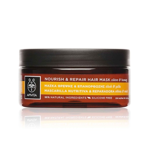 [APT002.MSQ200] APIVITA Nourish & Repair Hair Mask - Masque capillaire nourrissant et réparateur, pour cheveux secs et abîmés - 200ml