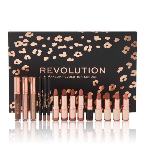 [RVT003.LRN] REVOLUTION Lip Revolution Nude - Coffret rouges à lèvres x9 + Crayon à lèvres et rouge à lèvres liquide x3