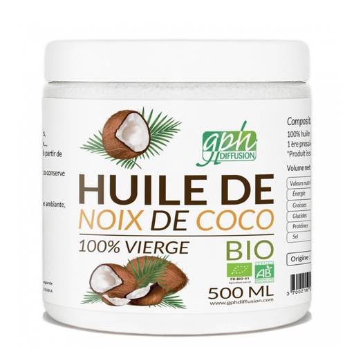 [GPH787.REF500] GPH Diffusion Huile de Noix de Coco BIO - Huile végétale pure et naturelle - 500ml
