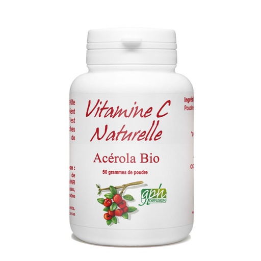 [GPH786.CSW050] GPH Diffusion Vitamine C - Acérola BIO - Complément alimentaire Défenses immunitaires / Forme et vitalité - 50g