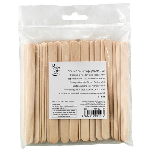 [S00005950] PEGGY SAGE Spatules jetables en bois pour le visage - 11cm - 50 pièces