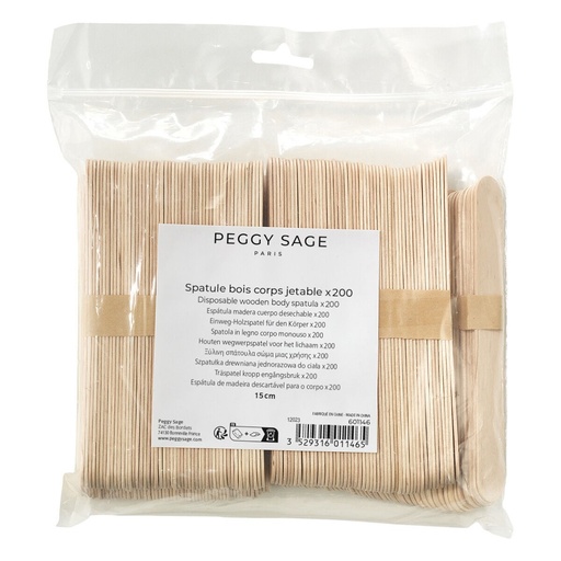 [S00005952] PEGGY SAGE Spatules jetables en bois pour le corps - 15cm - 200 pièces