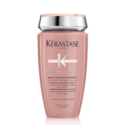 KERASTASE Chroma Absolu Bain Chroma Respect - Shampooing hydratant protecteur sans sulfates cheveux colorés sensibilisés ou abîmés, fins à moyens