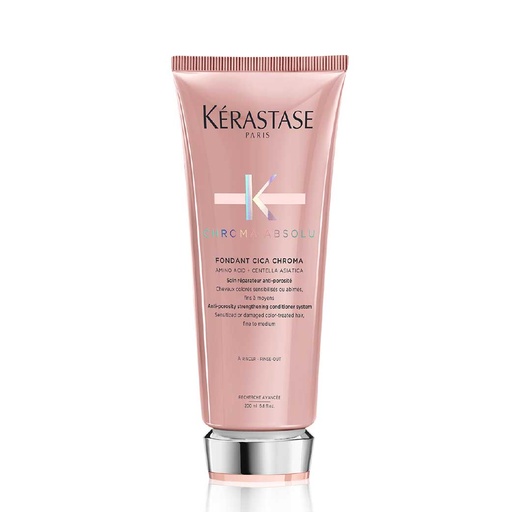 KERASTASE Chroma Absolu Fondant Cica Chroma - Après-shampooing réparateur anti-porosité cheveux colorés sensibilisés ou abîmés, fins à moyens