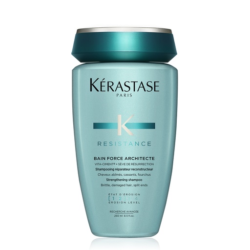 KERASTASE Résistance Bain Force Architecte - Shampooing réparateur reconstructeur pour cheveux abîmés, cassants et fourchus