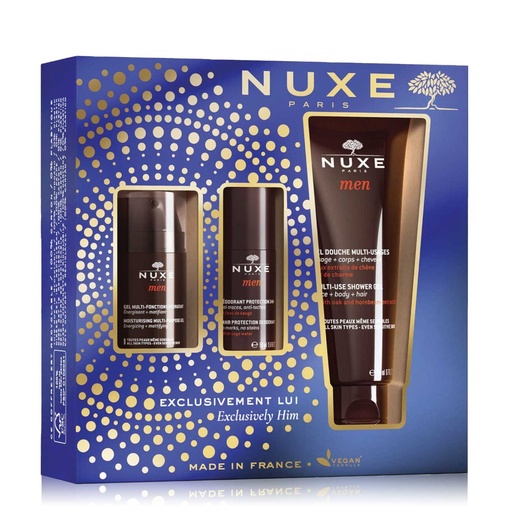 [S00005790] NUXE Coffret Exclusivement Lui - Gel douche multi-usages 200ml + Déodorant protection 24h + Gel 50ml