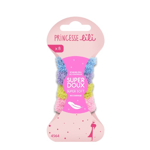 [PLI766.8EL] PRINCESSE LILI  Accessoires Cheveux - 8 élastiques super-doux