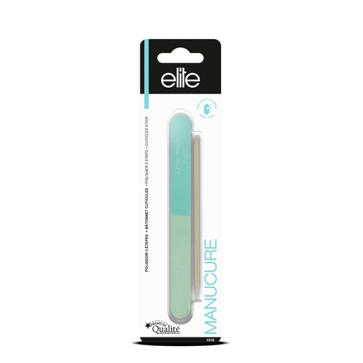 [ELI374.POA] ELITE Accessoires Manucure - Polissoir 3 étapes + bâtonnet cuticules