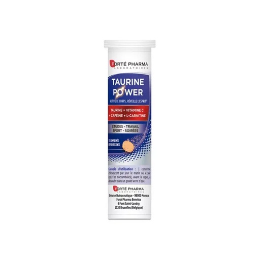 [S00010481] FORTE PHARMA Taurine Power - Complément alimentaire booster Études Travail Sport Soirées - 15 comprimés