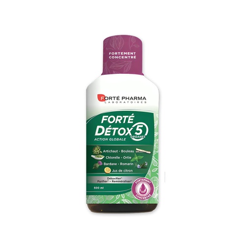 [S00010471] FORTE PHARMA Forté Detox 5 Organes - Solution détoxifiante purifiante à base de 5 plantes sans sucre ajouté - 500ml