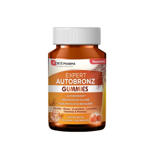 [S00030232] FORTE PHARMA Expert Autobronz Gummies - Complément alimentaire autobronzant, préparateur solaire, sublimateur de bronzage - 60 gommes