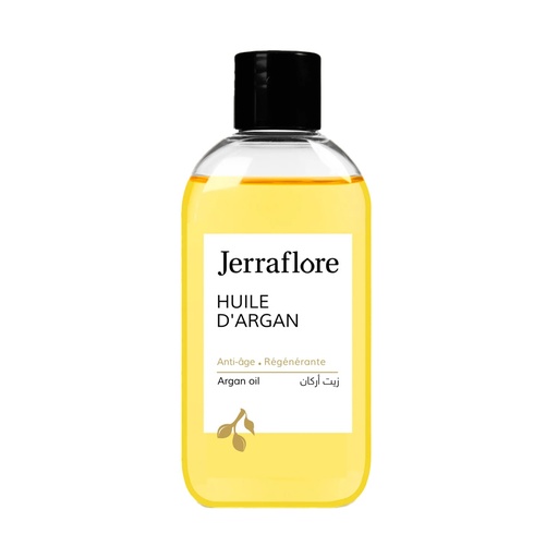 [S0003267] JERRAFLORE Huile d'Argan Cosmétique Bio - Soin nourrissant régénérant effet éclat peau cheveux et ongles - 100ml