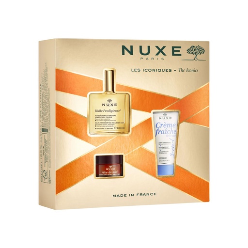 [nuxn21.cmh030a1] NUXE Crème Fraîche de beauté - Coffret crème repulpante hydratante + Huile sèche multi fonction + Baume lèvres au miel