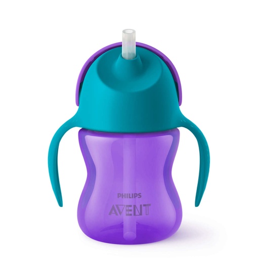 [AVEB29.9MV200] AVENT Tasse à paille - 9 mois et + anti-fuites 200ml - Violet et bleu
