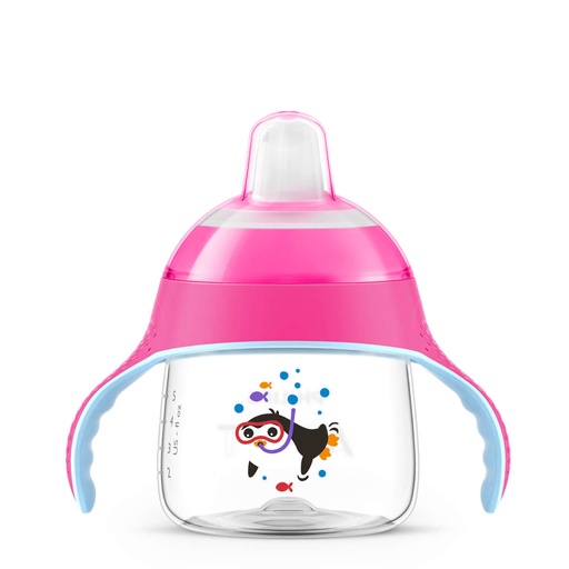 [AVEB28.6MR200] AVENT Tasse à bec - 6 mois et + anti-fuites 200ml - Rose