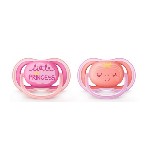 [AVEB27.ORF002] AVENT Sucette Ultra-Air - Lot de 2 sucettes orthodontiques 6 à 18 mois - Fille