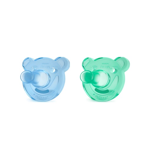 [AVEB25.FCF002] AVENT Soothie - Lot de 2 sucettes flexibles collerette souple 0 à 3 mois - Fille