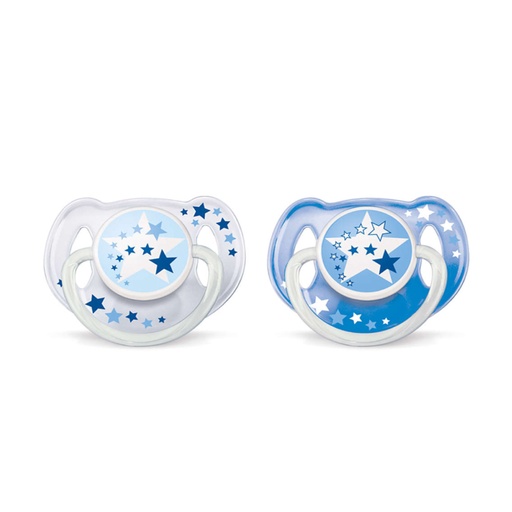 [AVEB24.ON6002] AVENT Soirée - Lot de 2 sucettes orthodontiques nuit 6 à 18 mois