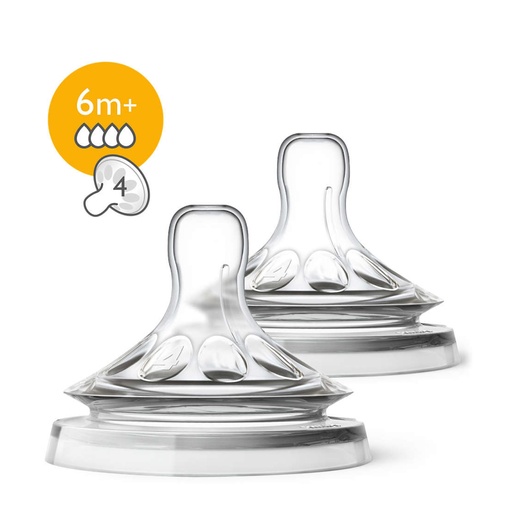 [AVEB18.2R6] AVENT Natural - 2 tétines à débit rapide 6 mois et +