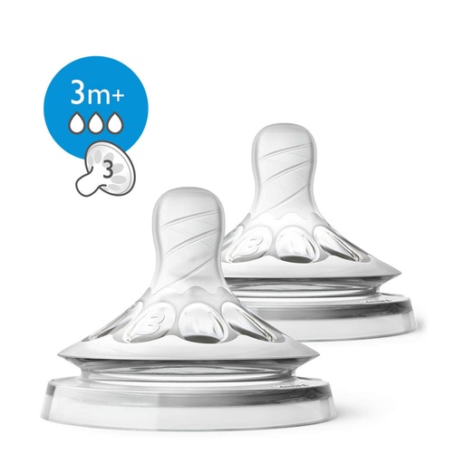 [AVEB18.2M3] AVENT Natural - 2 tétines à débit moyen 3 mois et +