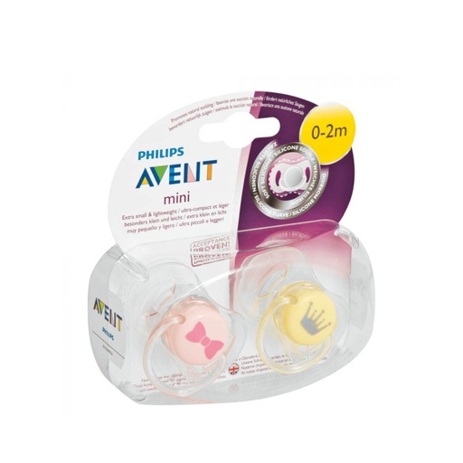 [AVEB17.UCF002] AVENT Mini - Lot de 2 sucettes ultra-compactes et légères 0 à 2 mois Fille