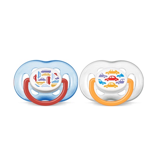 [AVEB13.DA6002] AVENT Free Flow - Fashion - Lot de 2 sucettes décorées avec entrée d'air 6 à 18 mois