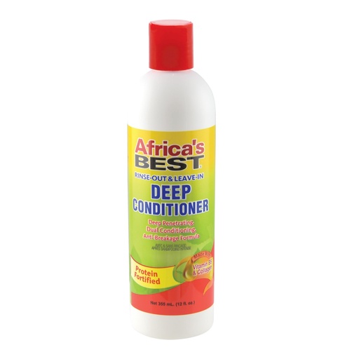 [S00031268] AFRICA'S BEST Deep Conditioner Rinse-Out & Leave-In - Après-shampooing hydratant fortifiant sans ou avec rinçage pour cheveux secs ou abîmés - 355ml