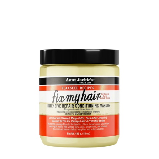 [S00031310] AUNT JACKIE'S Fix My Hair Intensive Repair Conditioning Masque - Masque réparateur intensif nourrissant fortifiant pour cheveux secs et abîmés - 426g