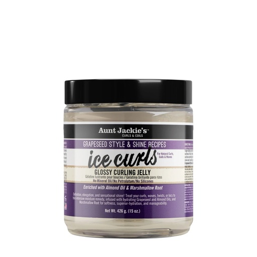 [S00031319] AUNT JACKIE'S Grapeseed Ice Curls Glossy Curling Jelly - Gel coiffant brillant hydratant définissant pour cheveux bouclés frisés et crépus - 426g
