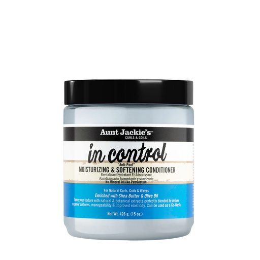 [S00007834] AUNT JACKIE'S In Control Moisturizing & Softening Conditioner - Après-shampooing hydratant adoucissant pour cheveux frisés déshydratés et cassants - 426g
