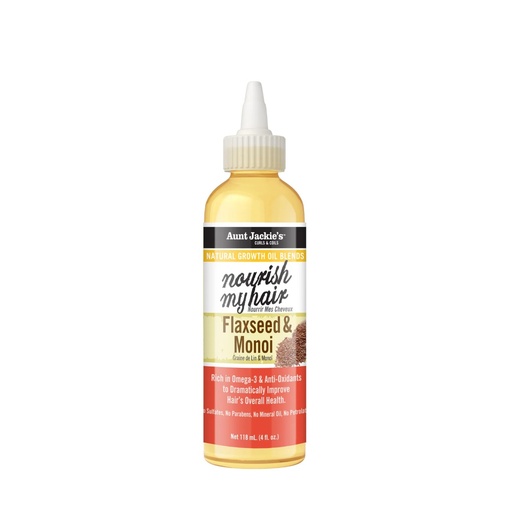 [S00031333] AUNT JACKIE'S Nourish My Hair Flaxseed & Monoi - Huile nourrissante adoucissante pour cheveux secs et cassants - 118ml