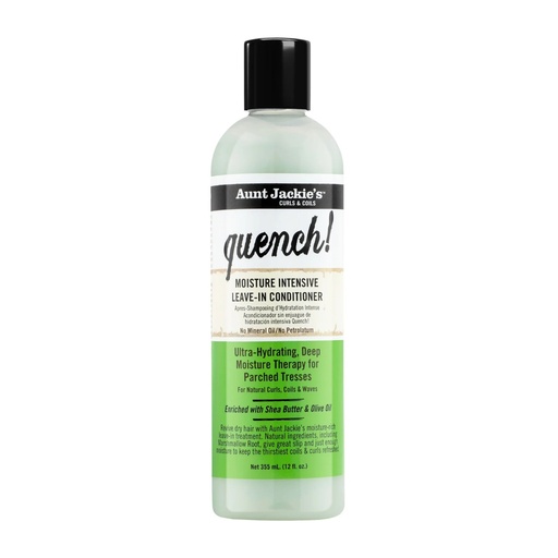 [S00031299] AUNT JACKIE'S Quench Moisture Intensive Leave-In Conditioner - Soin sans rinçage ultra-hydratant adoucissant pour cheveux secs assoiffés - 355ml