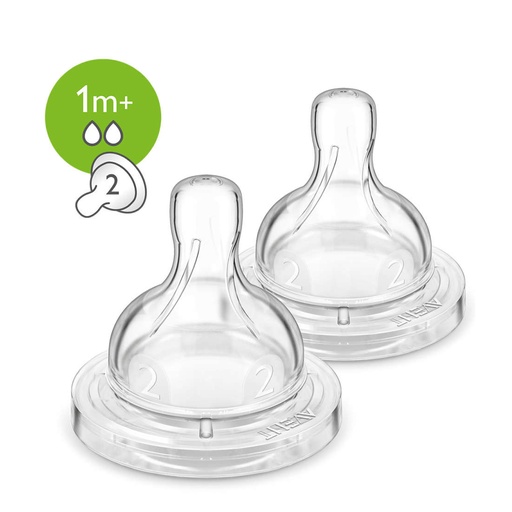 [AVEA98.2TL003] AVENT Anti-colic - 2 tétines à débit lent système anti-coliques 1 mois et +