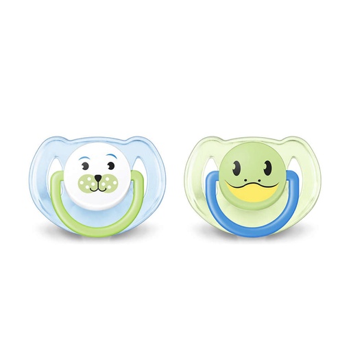 [AVEA96.OD6002] AVENT Animal - Lot de 2 sucettes orthodontiques décorées 6 à 18 mois