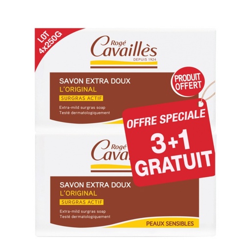 [RCAA27.PSE250A] ROGÉ CAVAILLES Savon Surgras Extra-Doux - Peaux sensibles - Lot de 4