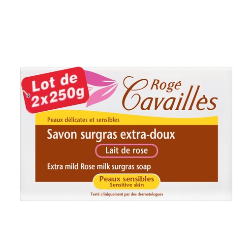 [RCAA27.LRD250A] ROGÉ CAVAILLES Savon Surgras Extra-Doux - Lait de rose peaux délicates et sensibles - Lot de 2