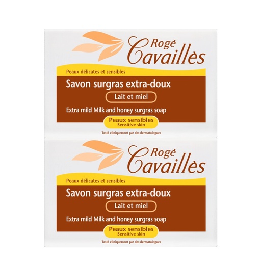 [RCAA27.LMS250A] ROGÉ CAVAILLES Savon Surgras Extra-Doux - Lait et miel peaux sensibles - Lot de 2