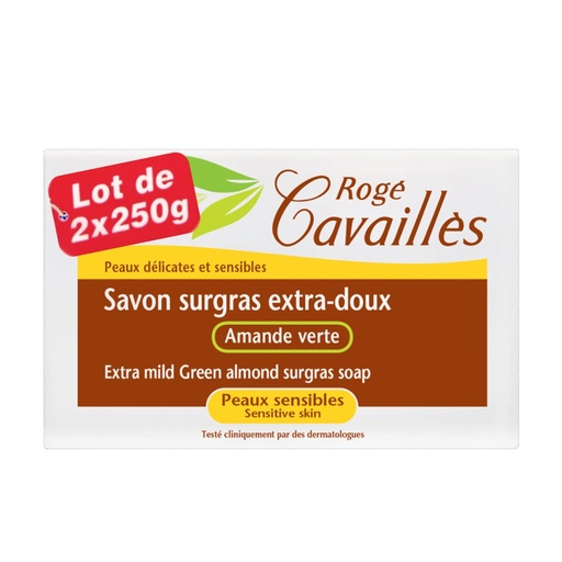 [RCAA27.AVS250A] ROGÉ CAVAILLES Savon Surgras Extra-Doux - Amande verte peaux sensibles - Lot de 2